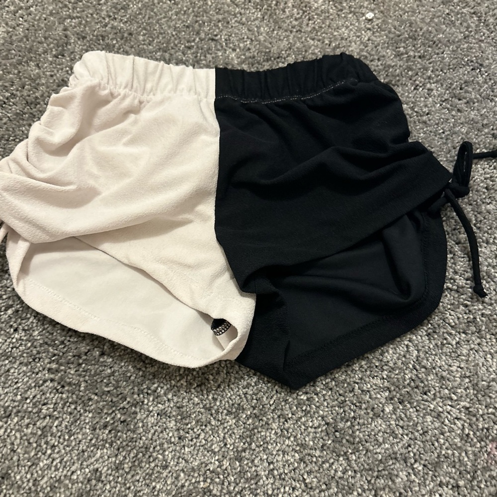 Five Dancewear black and white tie shorts, size YXL